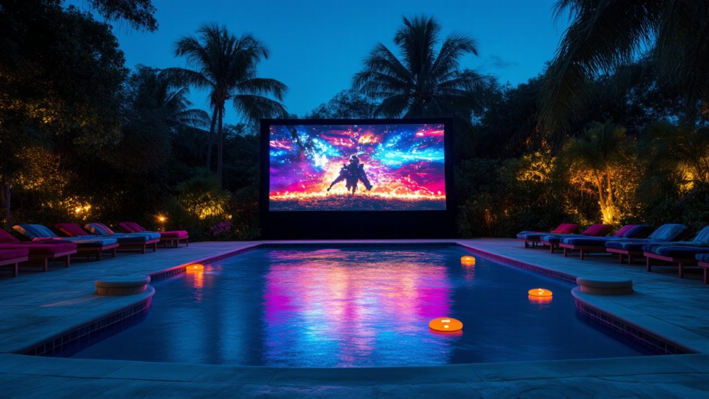 Designed to elevate poolside movie nights with crisp visuals.