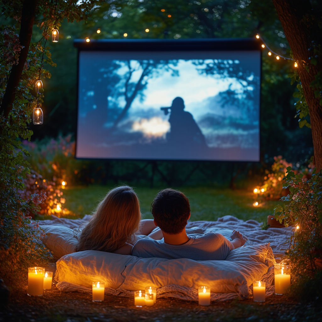 romantic garden setup led screen